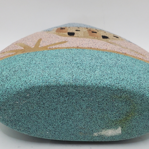 Southwestern Sand Pottery Art Vase Pueblo 14 Karat Gold Accents Village Scenery - Picture 13 of 13